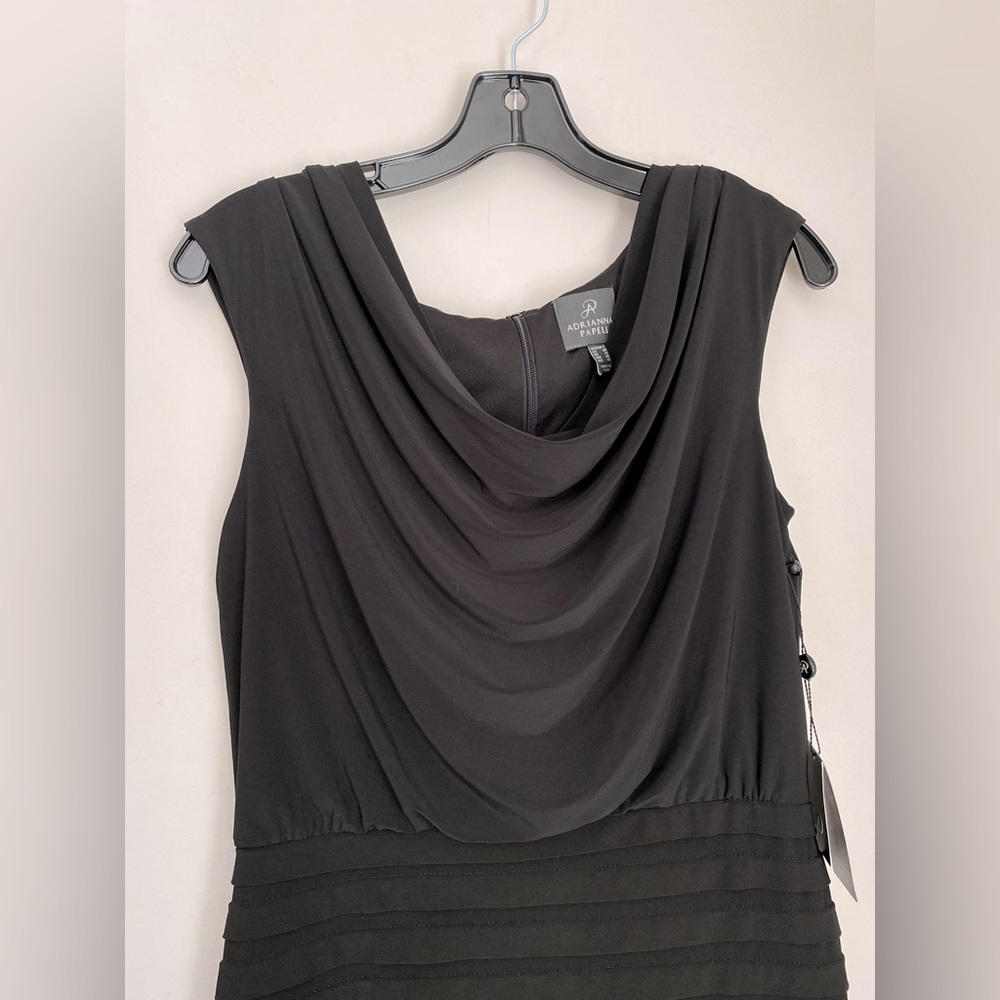 NWT Adrianna Papell Women's Cowl-Neck Blouson Dress, Size 6 Black - Picture 4 of 7